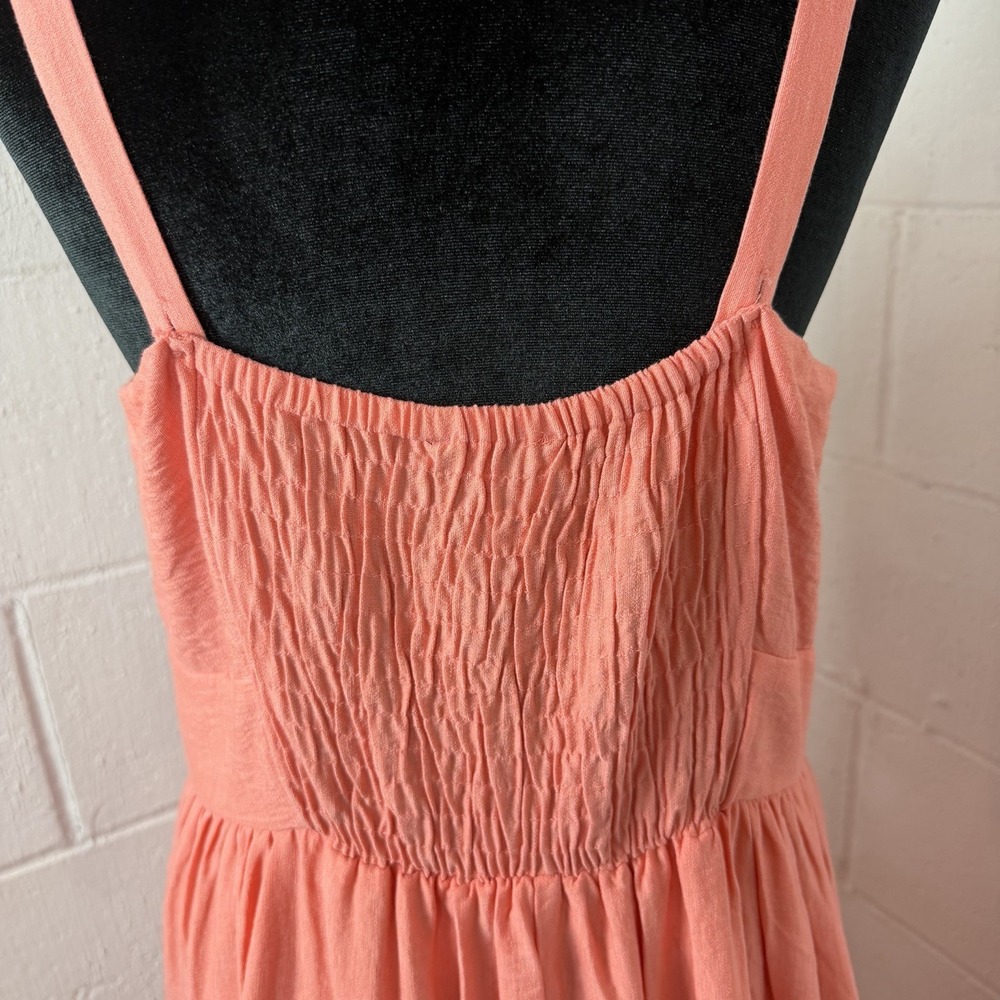 INC Maxi Sun Dress Smocked Tiered Peachy Pink Cottage Peasant Easter Wedding 12 - Picture 8 of 14